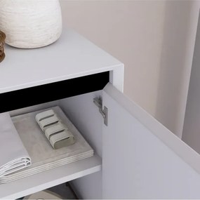 Stewehome Κονσόλα με πόδια και ράφια με πόρτες Λευκό 180x37x80 cm
