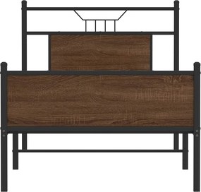 vidaXL Πλαίσιο Κρεβατιού Χωρ. Στρώμα Καφέ Δρυς 75x190εκ Επεξ. Ξύλο