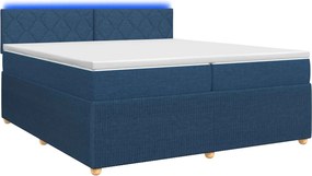 vidaXL Κρεβάτι box spring με στρώμα Μπλε 200 x 200 cm Ύφασμα