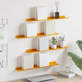 vidaXL Πλωτό ράφι 4 pcs Χαμομηλί κίτρινο 60 x 8,5 x 2,5 εκ Ατσάλι