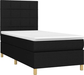 vidaXL Κρεβάτι Boxspring με Στρώμα Μαύρο 100 x 200 εκ. Υφασμάτινο
