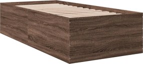 vidaXL Πλαίσιο Κρεβατιού Καφέ Δρυς 75x190 εκ. Επεξεργασμένο Ξύλο