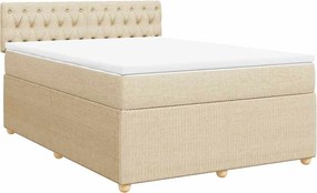 vidaXL Κρεβάτι Boxspring με Στρώμα Κρεμ 140x200 εκ. Υφασμάτινο