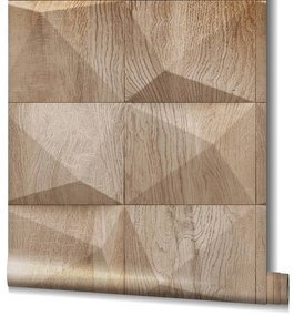 Ταπετσαρία τοίχου ξύλινα τουβλάκια μπεζ 34851  0,53 X10.05