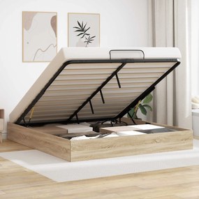 vidaXL Κρεβάτι Οθωμανικού Τύπου Δρύς Sonoma 203 x 160 x 25 εκ