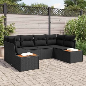vidaXL Σετ Καναπέ Κήπου με μαξιλάρι 6 pcs Μαύρο Πολυρατάν