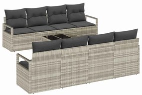 vidaXL Σετ Καναπέ με μαξιλάρι 7 pcs Ανοιχτό γκρι συνθετικό ρατάν