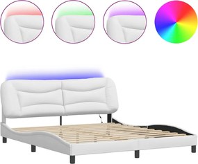 vidaXL Πλαίσιο κρεβατιού με LED χωρίς στρώμα Hvar Λευκό 180x200εκ.