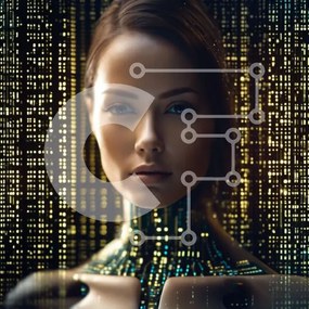 Intra Συλλεκτικό Ξύλινο Παζλ Plywood 4mm - Τεχνητή Γυναίκα με Κυβερνητικές Βελτιώσεις Σε Ξύλινο Κουτί - Διαστάσεις Puzzle: 10x10 cm – 25 κομμάτια