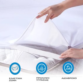 Κάλυμμα Στρώματος Αδιάβροχο Με Λάστιχο White DimCol Υπέρδιπλo 160x200cm 100% Cotton