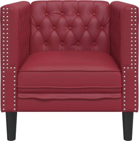 vidaXL Πολυθρόνα Chesterfield Μπορντό από Συνθετικό Δέρμα