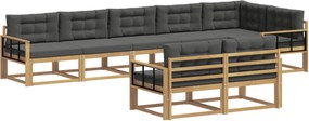 vidaXL Σειρά Καναπέ Εξωτερικού 6 pcs Άσπρο και Ανθρακί Πολυεστέρας