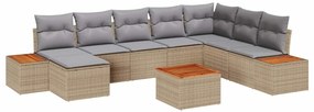 vidaXL Σετ Καναπέ Κήπου με μαξιλάρι 9 pcs Μπεζ Πολυ ράταν