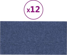 vidaXL Κεφαλάρι Τοίχου 12 pcs 30 x 15 cm Μπλε ύφασμα