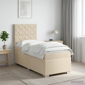 vidaXL Κρεβάτι box spring με στρώμα Κρεμ 90 x 200 cm Ύφασμα