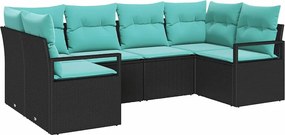vidaXL Σετ Καναπέ με μαξιλάρι 6 pcs Μαύρο Πολυ Ρατάν