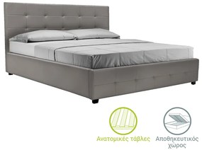 Κρεβάτι Roi pakoworld διπλό με αποθηκευτικό χώρο pu γκρι ματ 160x200εκ Model: 006-000045