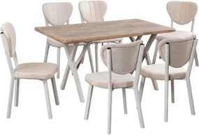Σετ Τραπεζαρίας 6 Ατόμων Δρυς Κρεμ 120x80x75 cm