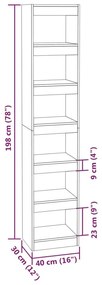 Βιβλιοθήκη/Διαχωριστικό Χώρου Γκρι Sonoma 40x30x198 εκ. - Γκρι