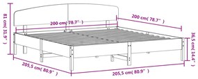 ΠΛΑΙΣΙΟ ΚΡΕΒΑΤΙΟΥ ΜΕ ΚΕΦΑΛΑΡΙ 200X200 ΕΚ. ΑΠΟ ΜΑΣΙΦ ΞΥΛΟ ΠΕΥΚΟΥ 3207193