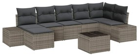 vidaXL Σετ Καναπέ Κήπου με μαξιλάρι 8 pcs Γκρι Πολυ ράταν