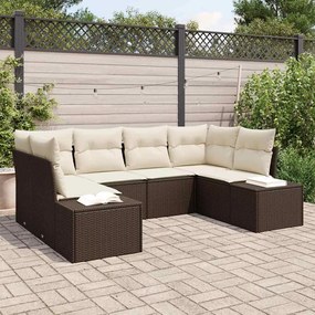 vidaXL Σετ Καναπέ Κήπου με μαξιλάρι 6 pcs Καφέ Πολυ ράταν