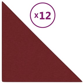 vidaXL Πάνελ Τοίχου 12 τεμ. Μπορντό 30 x 30 εκ. 0,54 μ² Υφασμάτινα