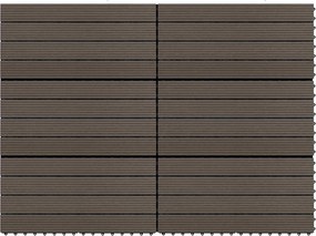 vidaXL Πλάκα Κατασκευής 6 pcs Σκούρο Καφέ 60 x 30 cm WPC