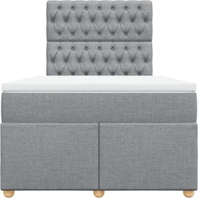 vidaXL Κρεβάτι Boxspring με Στρώμα Ανοιχτό Γκρι 120x190 εκ. Υφασμάτινο