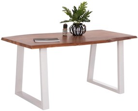 Τραπέζι MONTANA C8336.12 από Ξύλο Ακακίας 4εκ. &amp; Μεταλλικά Λευκά πόδια 160x90x77Υεκ. 160x90x77 εκ.