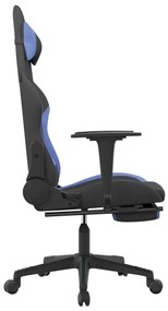 vidaXL Καρέκλα Gaming Μαύρη/Μπλε Ύφασμα με Υποπόδιο
