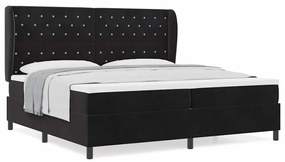 vidaXL Κρεβάτι με ελατήρια με στρώμα Μαύρο 200 x 200 cm Βελούδο