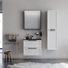 Martin Laguna 60 White Matt  MDF - Πάγκος με Νιπτήρα &amp; Καθρέπτη