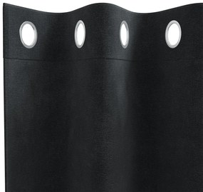 vidaXL Curtains Blackout  με Eyelets 2 τεμαχίων Μαύρο Βελούδο