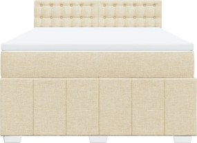 vidaXL Κρεβάτι Boxspring με Στρώμα Κρεμ 160x200 εκ. Υφασμάτινο