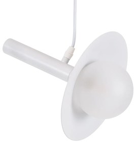 GloboStar® CELEST 00790 Μοντέρνο Μεταλλικό Κρεμαστό Φωτιστικό Οροφής Ανάρτηση Μονόφωτο 1 x G9 Λευκό με Λευκό Γυαλί Φ20 x Y26.5cm