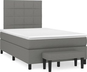 vidaXL Κρεβάτι Boxspring με Στρώμα Σκούρο Γκρι 120x190 εκ Υφασμάτινο