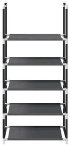 Ράφι παπουτσιών 5 επιπέδων μαύρο 44x28x94 cm μη υφασμένο ύφασμα - Μαύρο