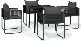vidaXL Σετ Τραπεζαρίας Κήπου 5 Τεμαχίων Μαύρο