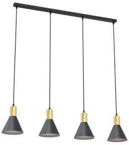 Κρεμαστό Φωτιστικό Οροφής 4xE27 90cm Rosa Emibig -1388/4-Μαύρο-Χρυσό 1388/4