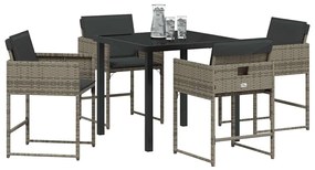 vidaXL Σέτ φαγητού για κήπο με μαξιλάρι 5 pcs Γκρι Πολυ ράταν