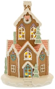 Χριστουγεννιάτικη Παράσταση Σπίτι Gingerbread Με Led Φως 86351 14,5x14,5x23cm Multi