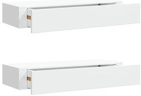 vidaXL Ράφια Τοίχου με Συρτάρια 2 Τεμ. Λευκά 60 x 23,5 x 10εκ. από MDF