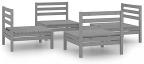 vidaXL Σαλόνι Κήπου Σετ 4 Τεμαχίων Γκρι από Μασίφ Ξύλο Πεύκου