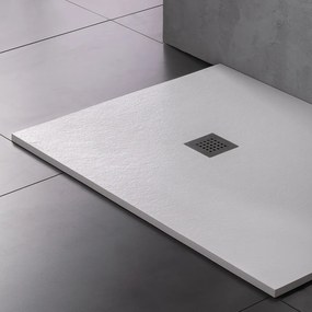 Ντουσιέρα 100*80*2,4 εκ. Υφή Πέτρας Λευκό Ματ Χυτό Μάρμαρο Sirene Slate S10080-301