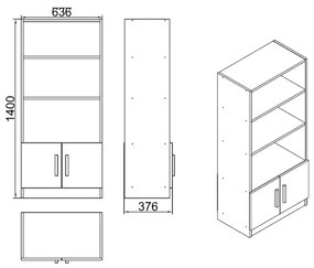 ΒΙΒΛΙΟΘΗΚΗ ARTELIBRE EDGWARE ΟΞΙΑ/ΜΑΥΡΟ ΜΟΡΙΟΣΑΝΙΔΑ 63.6X37.6X140CM