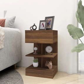 vidaXL Κομοδίνο Καπνιστή Δρυς 40 x 35 x 65 εκ. από Επεξεργασμένο Ξύλο
