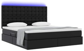 vidaXL Κρεβάτι με αποθηκευτικό χώρο και LED Μαύρο 160 x 200 cm