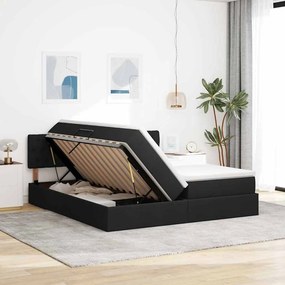 vidaXL Κρεβάτι Αποθήκης με στρώμα Μαύρο 180 x 200 cm Τεχνητό Δέρμα