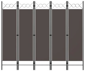 vidaXL Διαχωριστικό Δωματίου με 5 Πάνελ Ανθρακί 200 x 180 εκ.